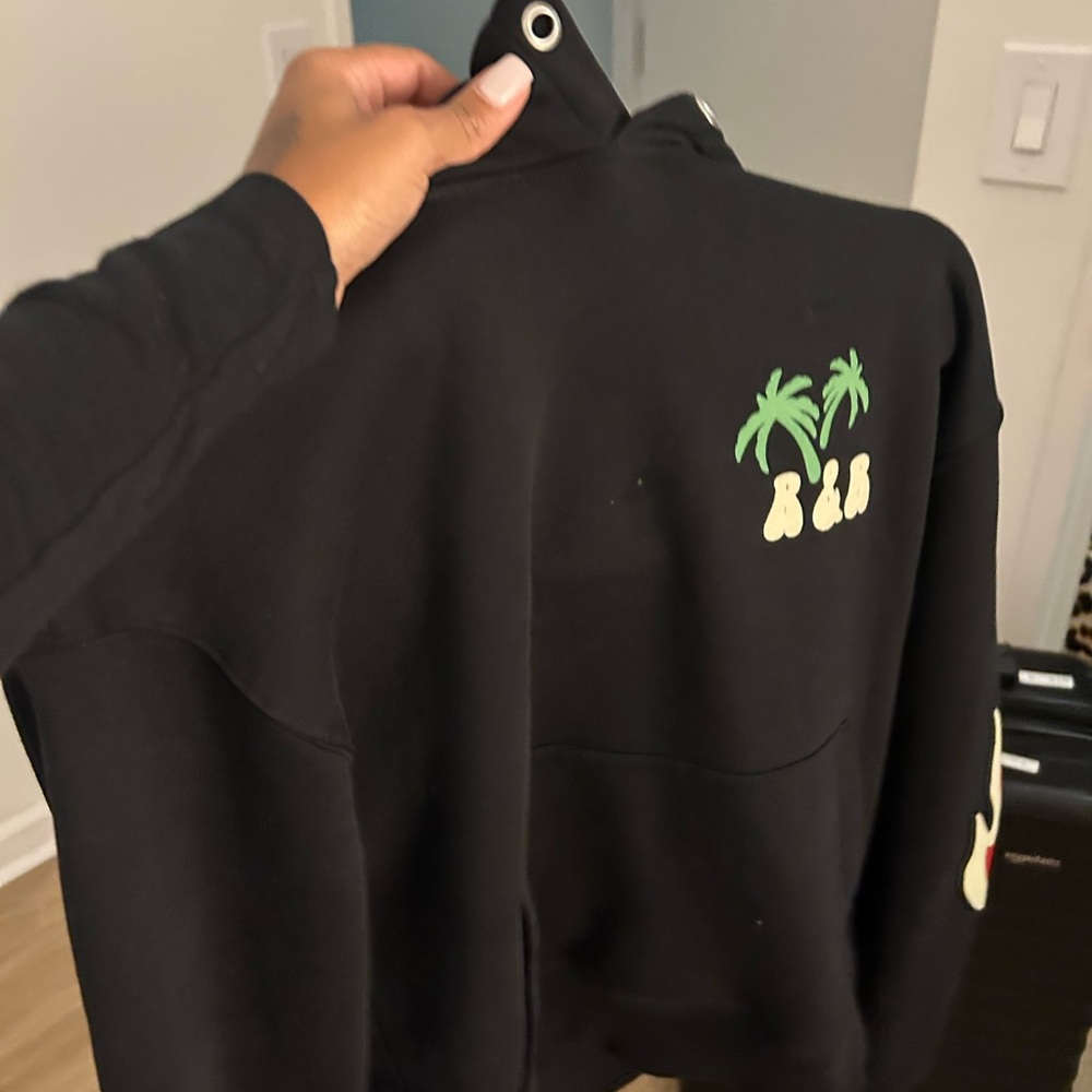 Black Hoodie with Palm Tree Design